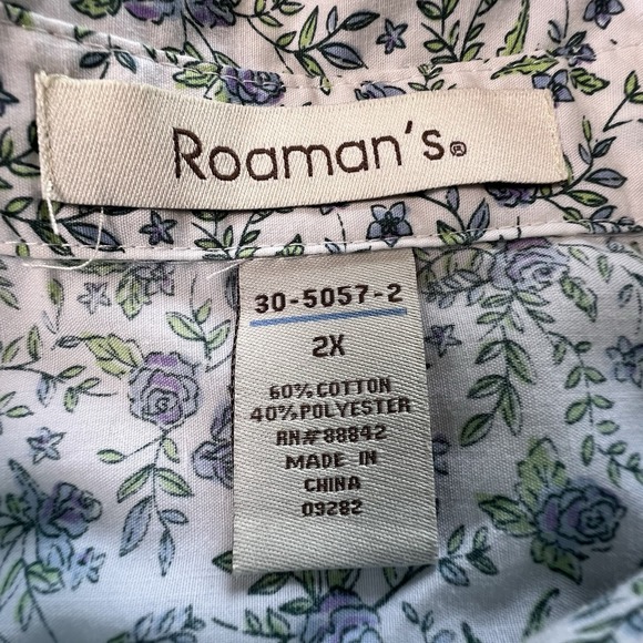 Roaman's Women's Floral Button Up Long Sleeve Lightweight Shirt Size 2X - Picture 3 of 6